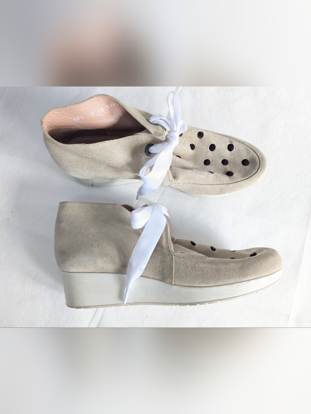 ROBERT CLERGERIE Suede Perforated Toe Wedges
